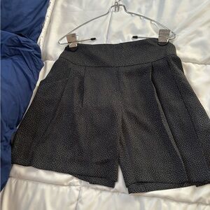 LOFT Black and White Bermuda Shorts with Tailored Pleats